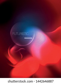 Neon glowing techno wave lines, blue hi-tech futuristic abstract background template