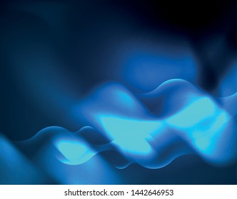 Neon glowing techno wave lines, blue hi-tech futuristic abstract background template