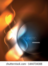Líneas de onda tecno brillantes neón, plantilla de fondo abstracta azul de alta tecnología futurista