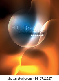Neon glowing techno wave lines, blue hi-tech futuristic abstract background template