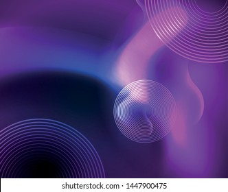 Neon glowing techno wave lines, blue hi-tech futuristic abstract background template