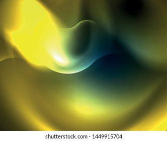 Neon glowing techno wave lines, blue hi-tech futuristic abstract background template