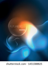 Neon glowing techno wave lines, blue hi-tech futuristic abstract background template
