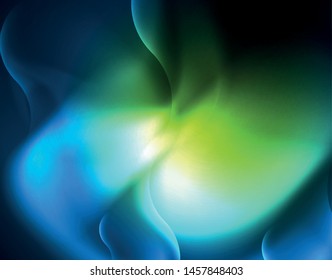 Líneas de onda tecno brillantes neón, plantilla de fondo abstracta azul de alta tecnología futurista