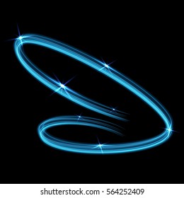 Neon glowing vector lines. Light effect on a bright background. Speed of wave effects. Blue motion blur.