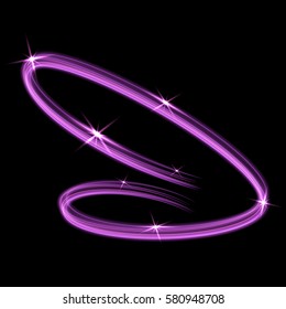 Neon glowing vector lines. Light effect on a bright background. Speed of wave effects. Purple motion blur.