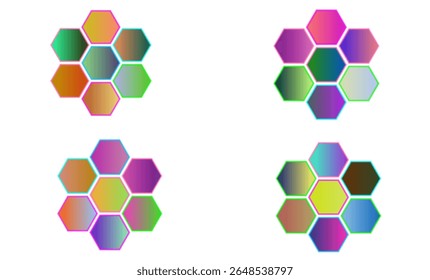 Neon Glowing Vibrant Hexagon Pattern with Smooth Color Transitions – Vector Art And For Various Projects 