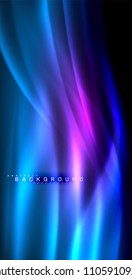 Neon glowing wave, magic energy and light motion background. Vector illustration