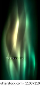 Neon glowing wave, magic energy and light motion background. Vector illustration