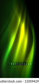 Neon glowing wave, magic energy and light motion background. Vector illustration