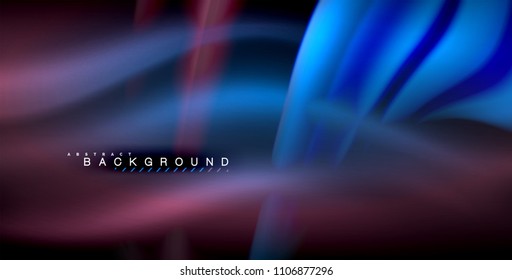 Neon glowing wave, magic energy and light motion background. Vector illustration