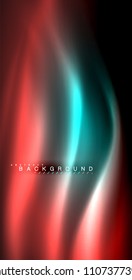 Neon glowing wave, magic energy and light motion background. Vector illustration