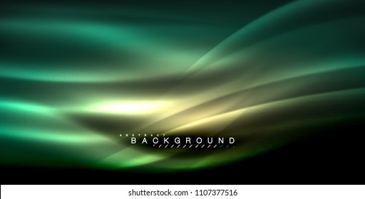 Neonleuchtende Welle, magische Energie und heller Hintergrund. Vektorgrafik