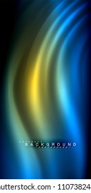 Onda brillante neón, energía mágica y fondo de movimiento de luz. Ilustración del vector