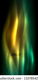 Neon glowing wave, magic energy and light motion background. Vector illustration