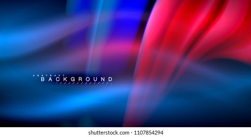 Neon glowing wave, magic energy and light motion background. Vector illustration