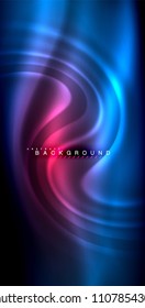 Neonleuchtende Welle, magische Energie und heller Hintergrund. Vektorgrafik