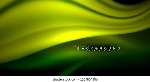 Neon glowing wave, magic energy and light motion background. Vector illustration