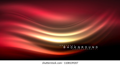 Neon glowing wave, magic energy and light motion background. Vector illustration