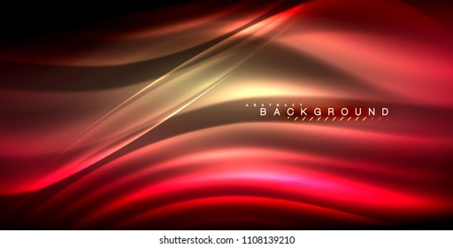 Neon glowing wave, magic energy and light motion background. Vector illustration