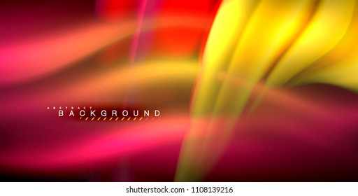 Neon glowing wave, magic energy and light motion background. Vector illustration