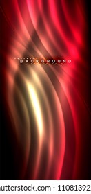 Neon glowing wave, magic energy and light motion background. Vector illustration
