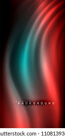 Neon glowing wave, magic energy and light motion background. Vector illustration