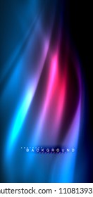 Neon glowing wave, magic energy and light motion background. Vector illustration - Shutterstock ID 1108139357