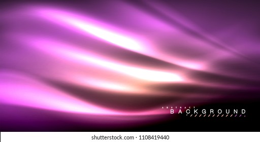 Neon glowing wave, magic energy and light motion background. Vector illustration