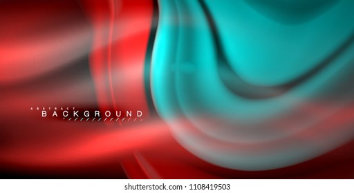 Neon glowing wave, magic energy and light motion background. Vector illustration
