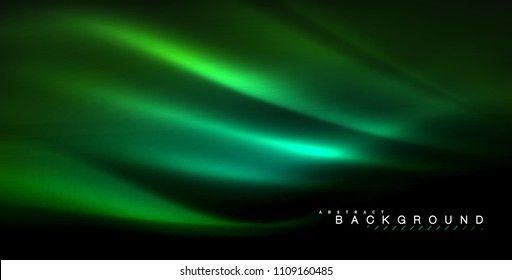 Neon glowing wave, magic energy and light motion background. Vector illustration