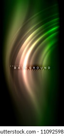 Neon glowing wave, magic energy and light motion background. Vector illustration