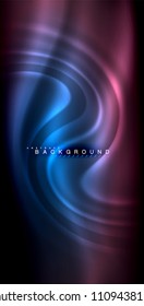 Neon glowing wave, magic energy and light motion background. Vector illustration