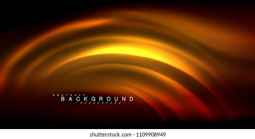 Onda brillante neón, energía mágica y fondo de movimiento de luz. Ilustración del vector