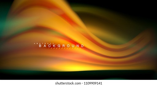 Neon glowing wave, magic energy and light motion background. Vector illustration