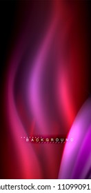Neon glowing wave, magic energy and light motion background. Vector illustration
