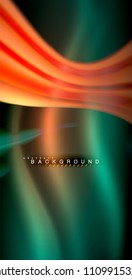 Neon glowing wave, magic energy and light motion background. Vector illustration