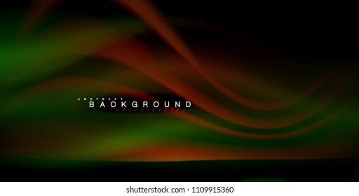 Onda brillante neón, energía mágica y fondo de movimiento de luz. Ilustración del vector