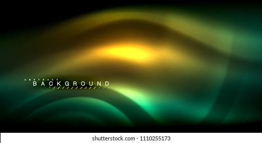 Neon glowing wave, magic energy and light motion background. Vector illustration