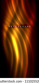 Neon glowing wave, magic energy and light motion background. Vector illustration