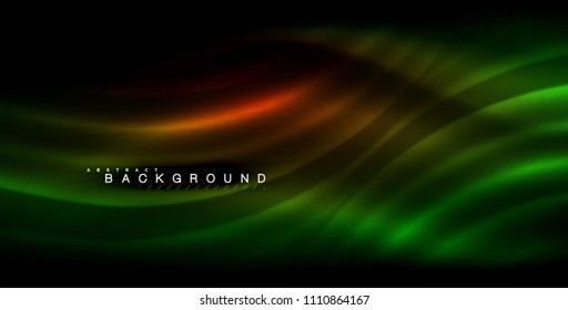 Neon glowing wave, magic energy and light motion background. Vector illustration