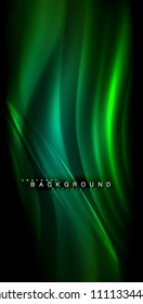 Neonleuchtende Welle, magische Energie und heller Hintergrund. Vektorgrafik
