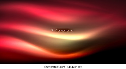 Onda brillante neón, energía mágica y fondo de movimiento de luz. Ilustración del vector