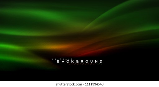 Neon glowing wave, magic energy and light motion background. Vector illustration