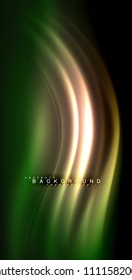 Neon glowing wave, magic energy and light motion background. Vector illustration