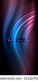 Neon glowing wave, magic energy and light motion background. Vector illustration