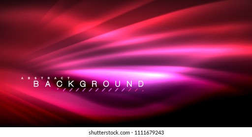 Onda brillante neón, energía mágica y fondo de movimiento de luz. Ilustración del vector