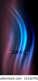 Onda brillante neón, energía mágica y fondo de movimiento de luz. Ilustración del vector