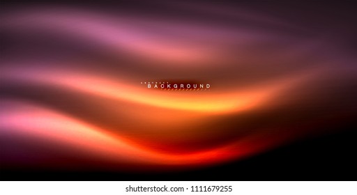 Neon glowing wave, magic energy and light motion background. Vector illustration