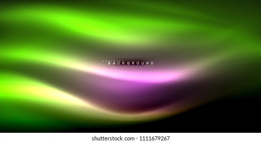 Onda brillante neón, energía mágica y fondo de movimiento de luz. Ilustración del vector